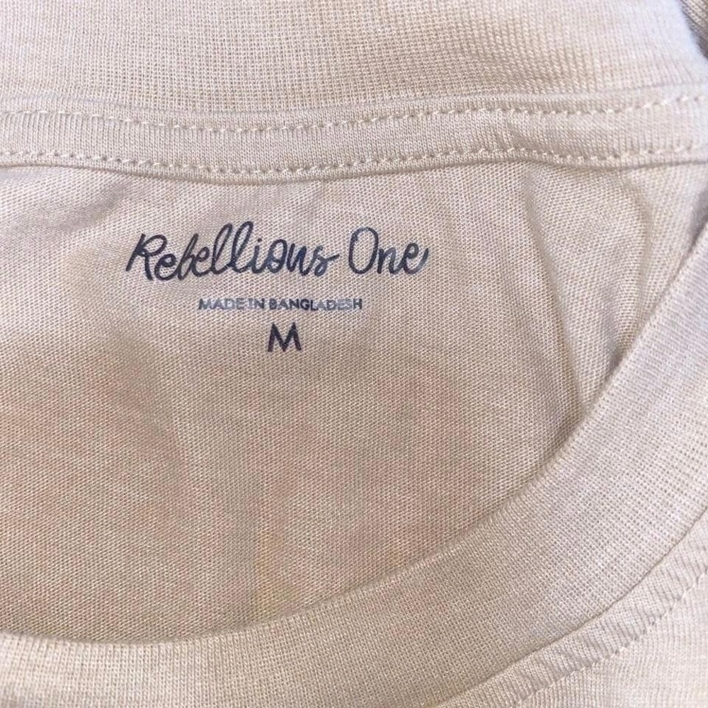 Rebellious One Love Kindness Positivity Graphic Long Sleeve Tee Tan Women Medium - Picture 3 of 4